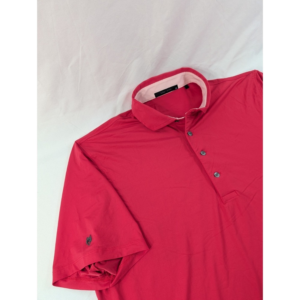 Greyson Shirt Mens XL Fuchsia Pink Solid Gold Wolf Logo Short Sleeve Athletic